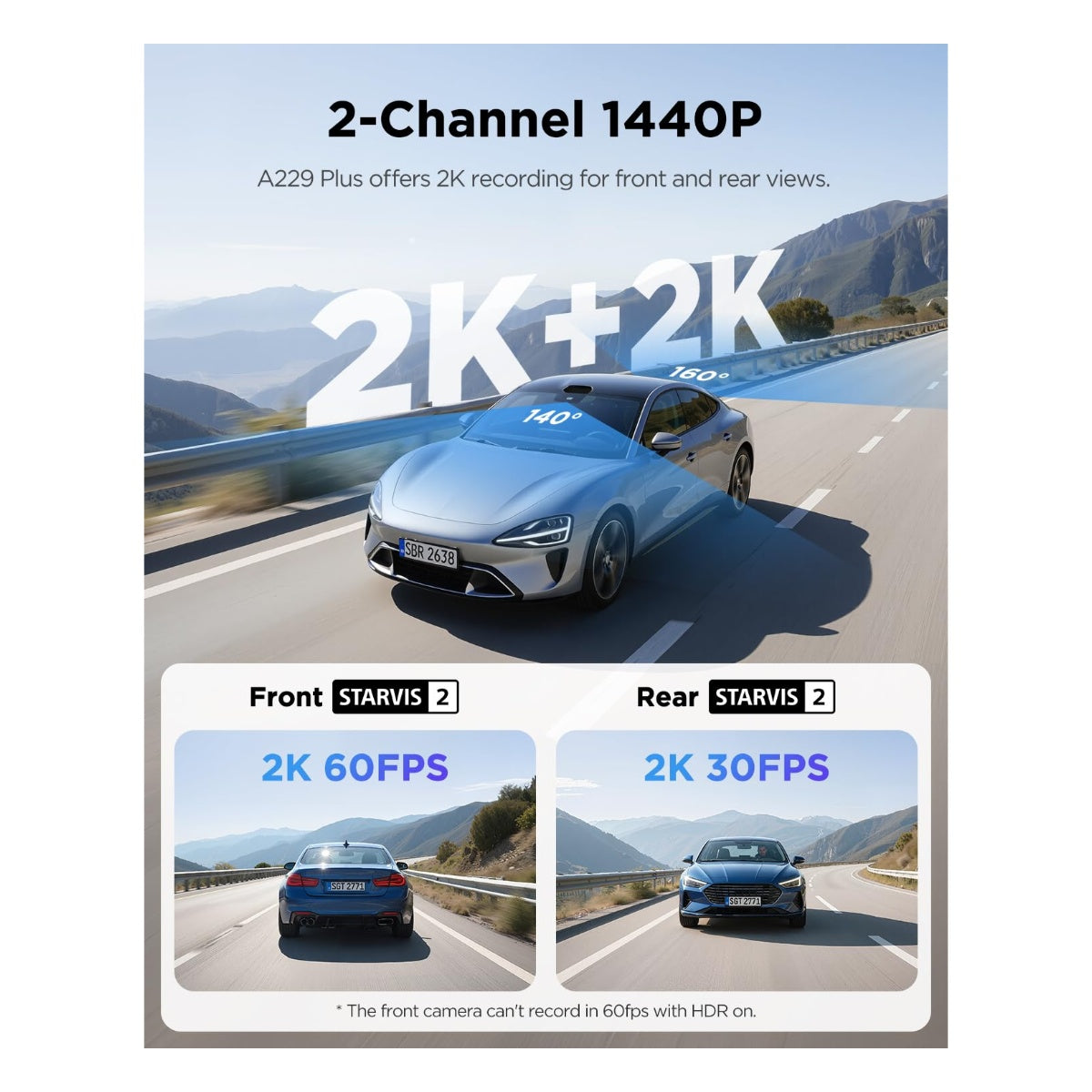 VIOFO A229 Plus Dash Cam Front and Rear - Official VIOFO Product Imagery - View 3