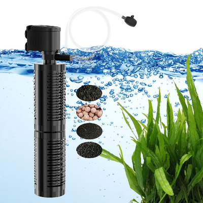 AquaMiracle True 4-Stage submersible aquarium filter for 40-70 gallon tanks with 225GPH flow and 4-stage filtration system