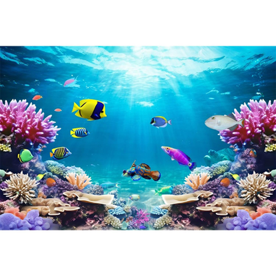 AWERT 48x18 inch underwater world fish tank background with realistic undersea theme aquarium décor