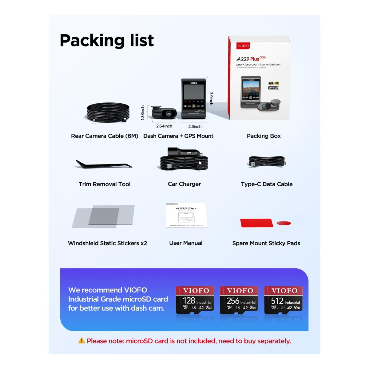 VIOFO A229 Plus Dash Cam Front and Rear - Official VIOFO Product Imagery - View 9
