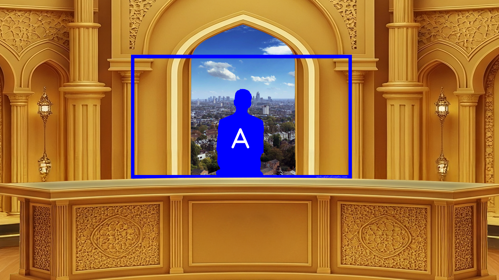 Professional Virtual Studio Set for vMix talk shows and news broadcasts with customizable green screen backgrounds