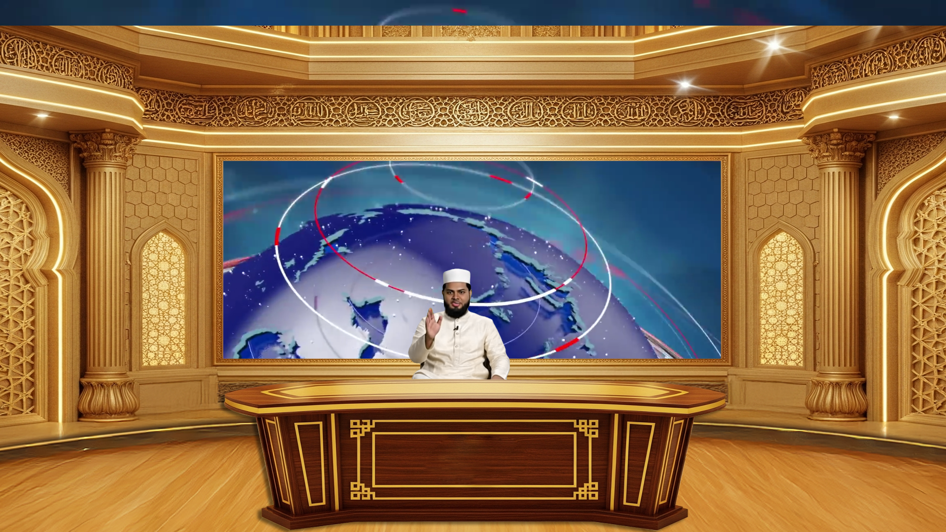 Professional Virtual Studio Set for vMix with customizable talk show and news backgrounds optimized for green screen use