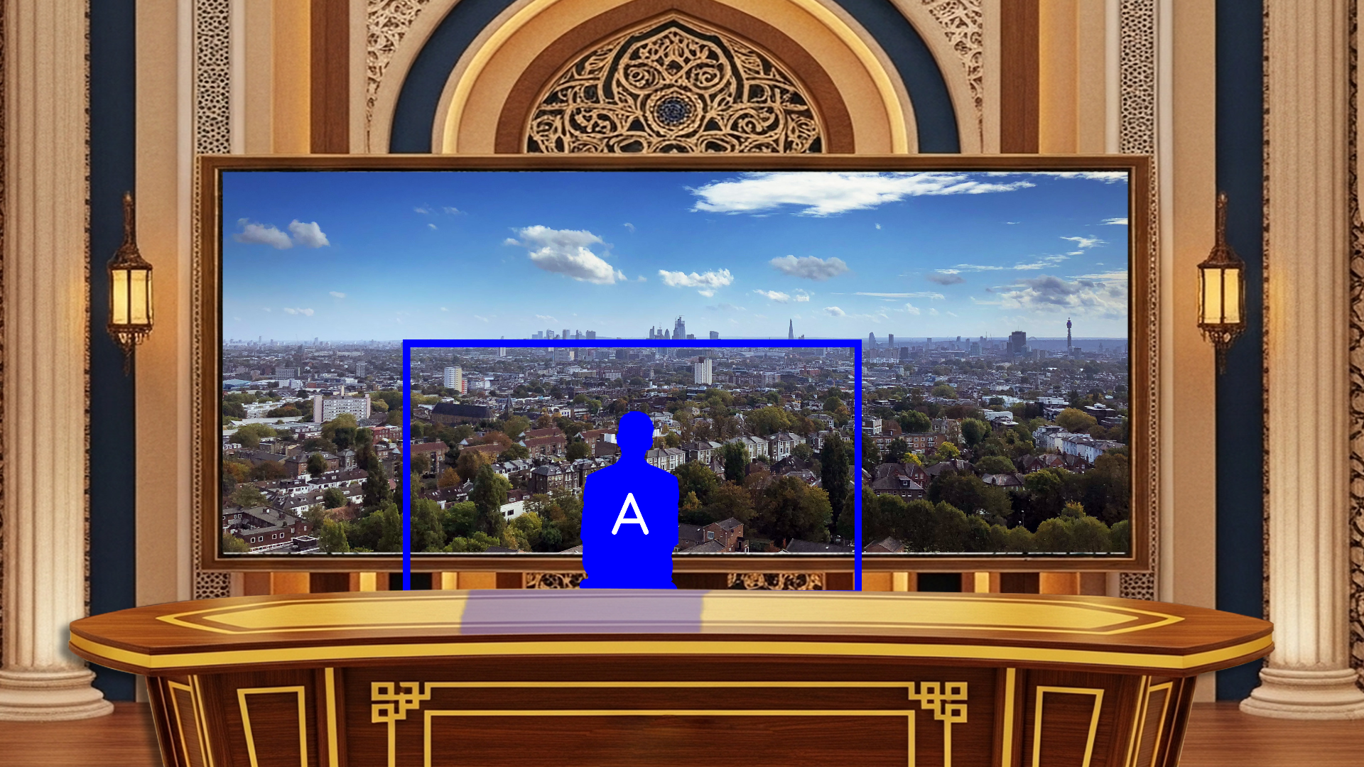 Professional Virtual Studio Set for vMix talk shows and news broadcasts with customizable green screen backgrounds and multiple camera angles