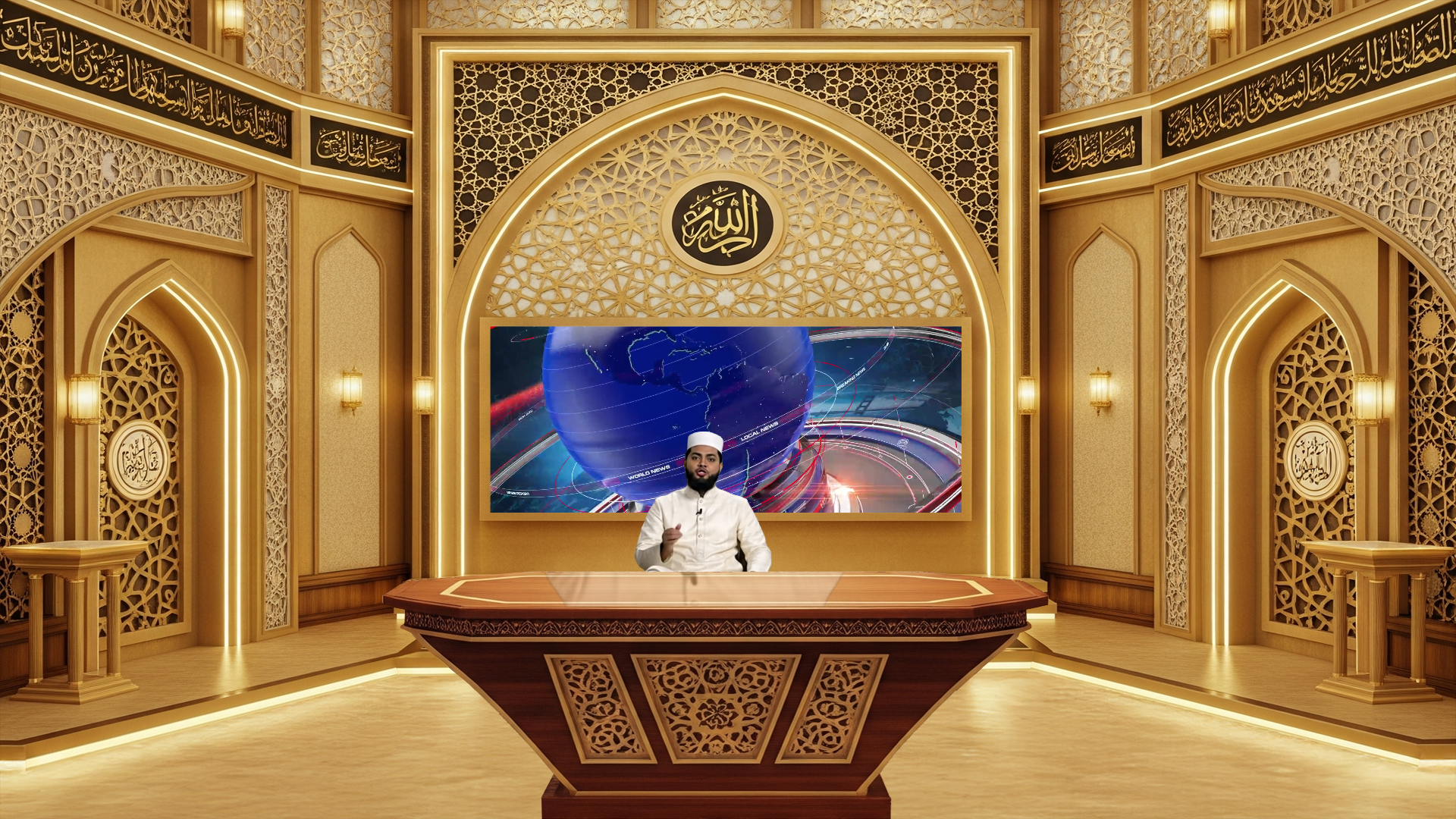 Professional Virtual Studio Set for vMix talk show and news broadcasts with customizable green screen backgrounds