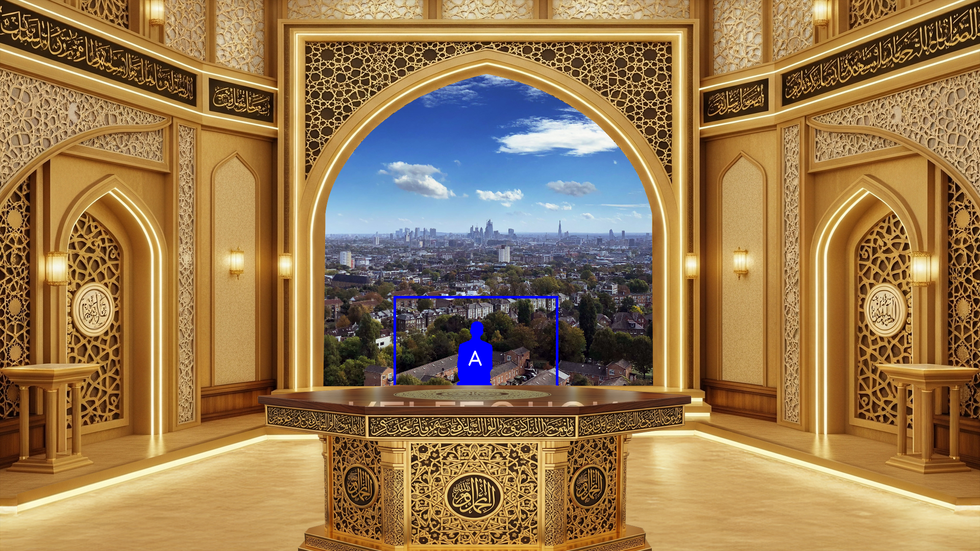 Professional Virtual Studio Set for vMix talk show and news broadcast with customizable green screen backgrounds