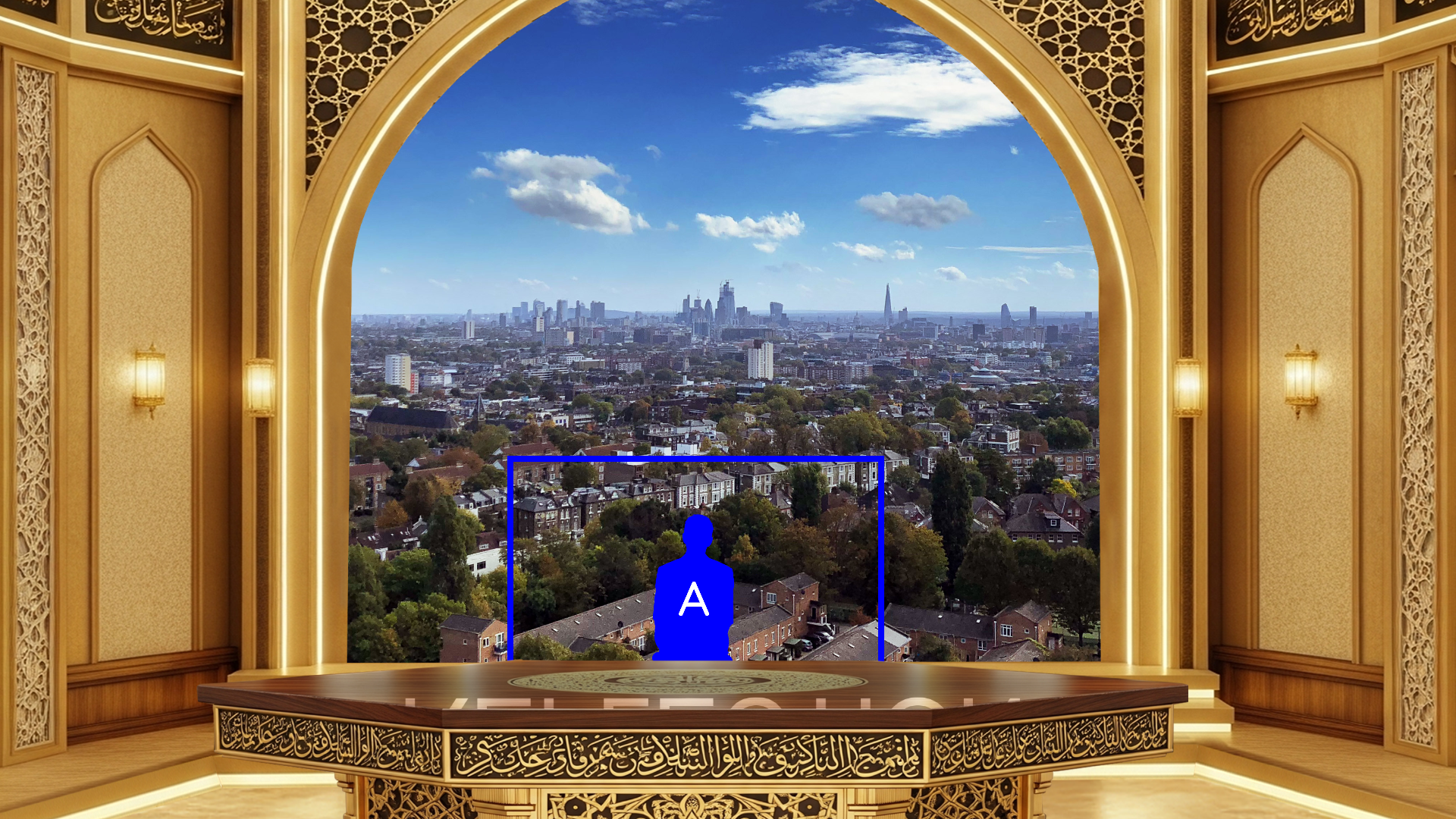 Professional virtual studio set for vMix talk show and news with customizable green screen backgrounds