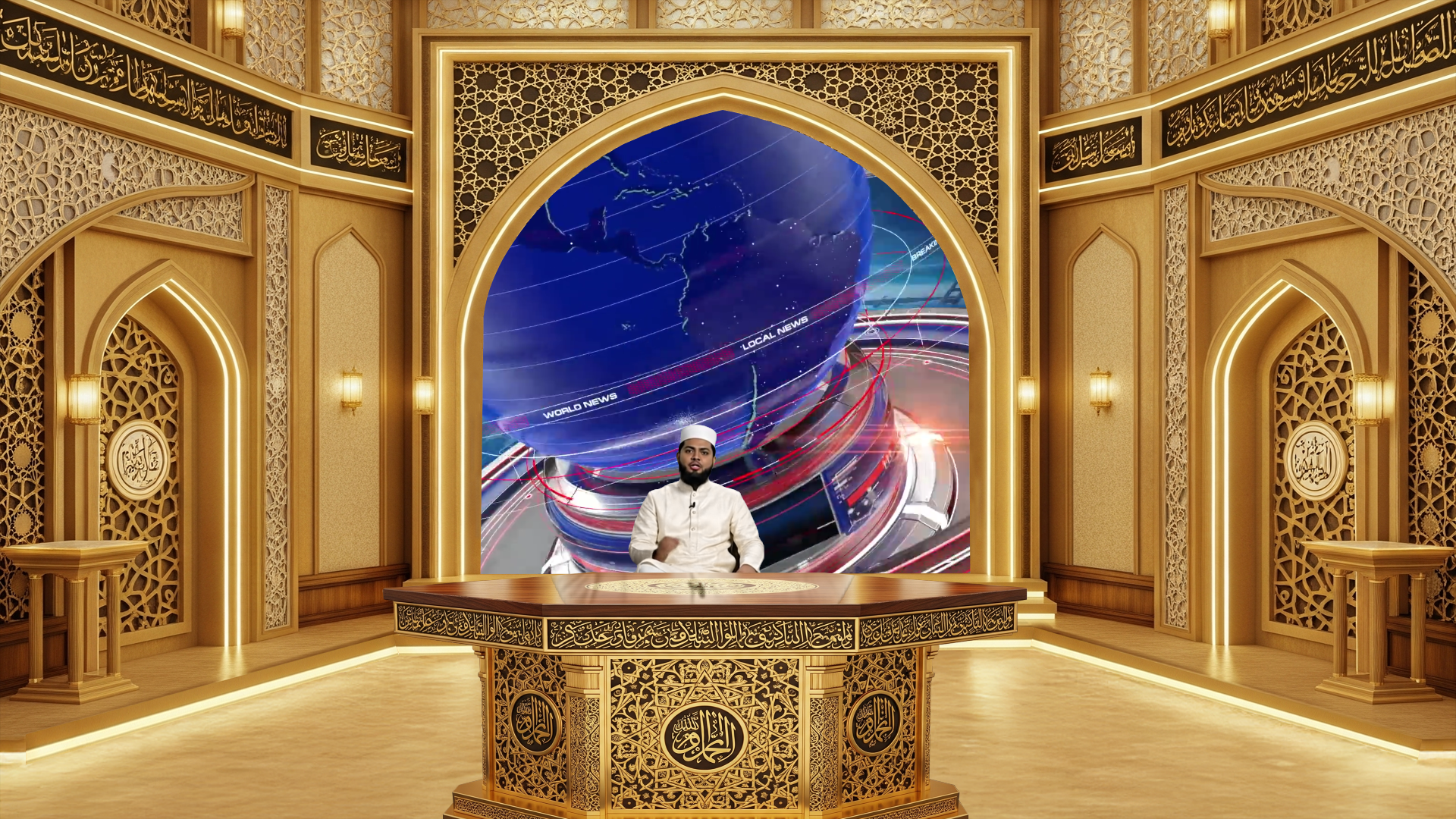 Professional Virtual Studio Set for vMix talk show and news broadcasts with customizable, green screen optimized backgrounds