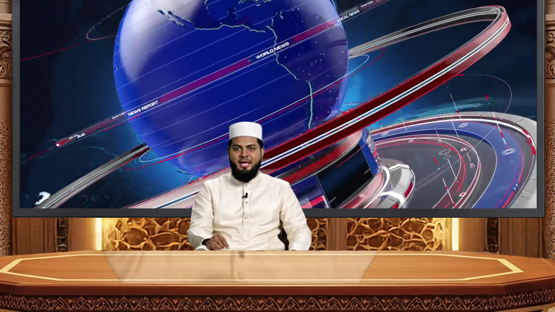 Professional virtual studio set for vMix talk show and news broadcasting with customizable backgrounds and green screen optimization