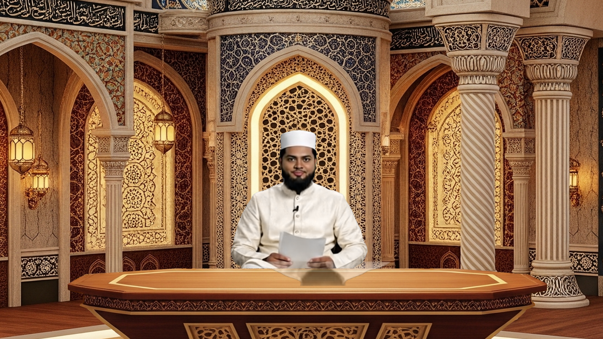 Professional Virtual Studio Set for vMix talk show and news broadcasts with customizable green screen backgrounds and multiple camera angles