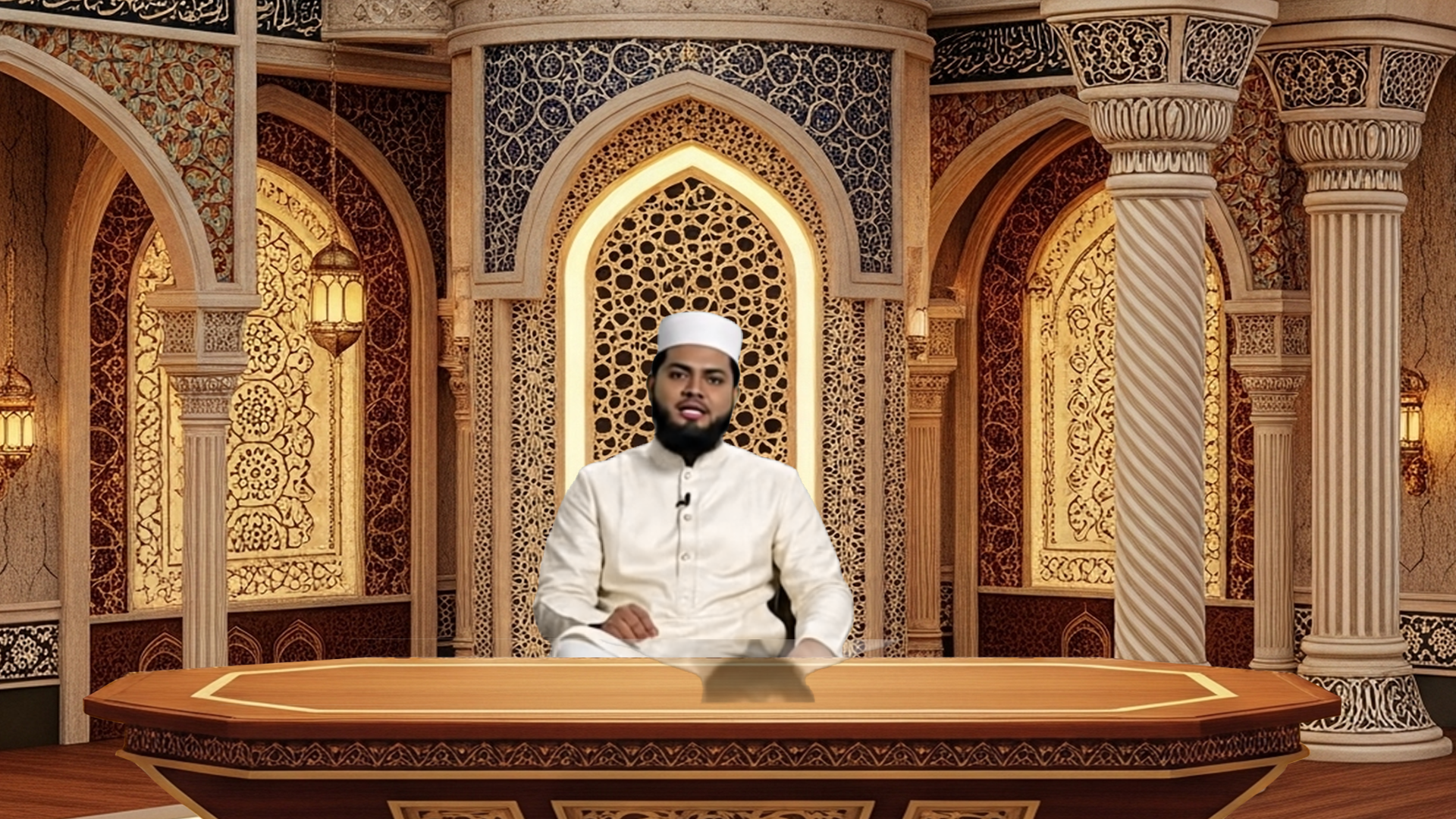 Professional virtual studio set for vMix talk show and news broadcasting with customizable green screen backgrounds and multiple camera angles