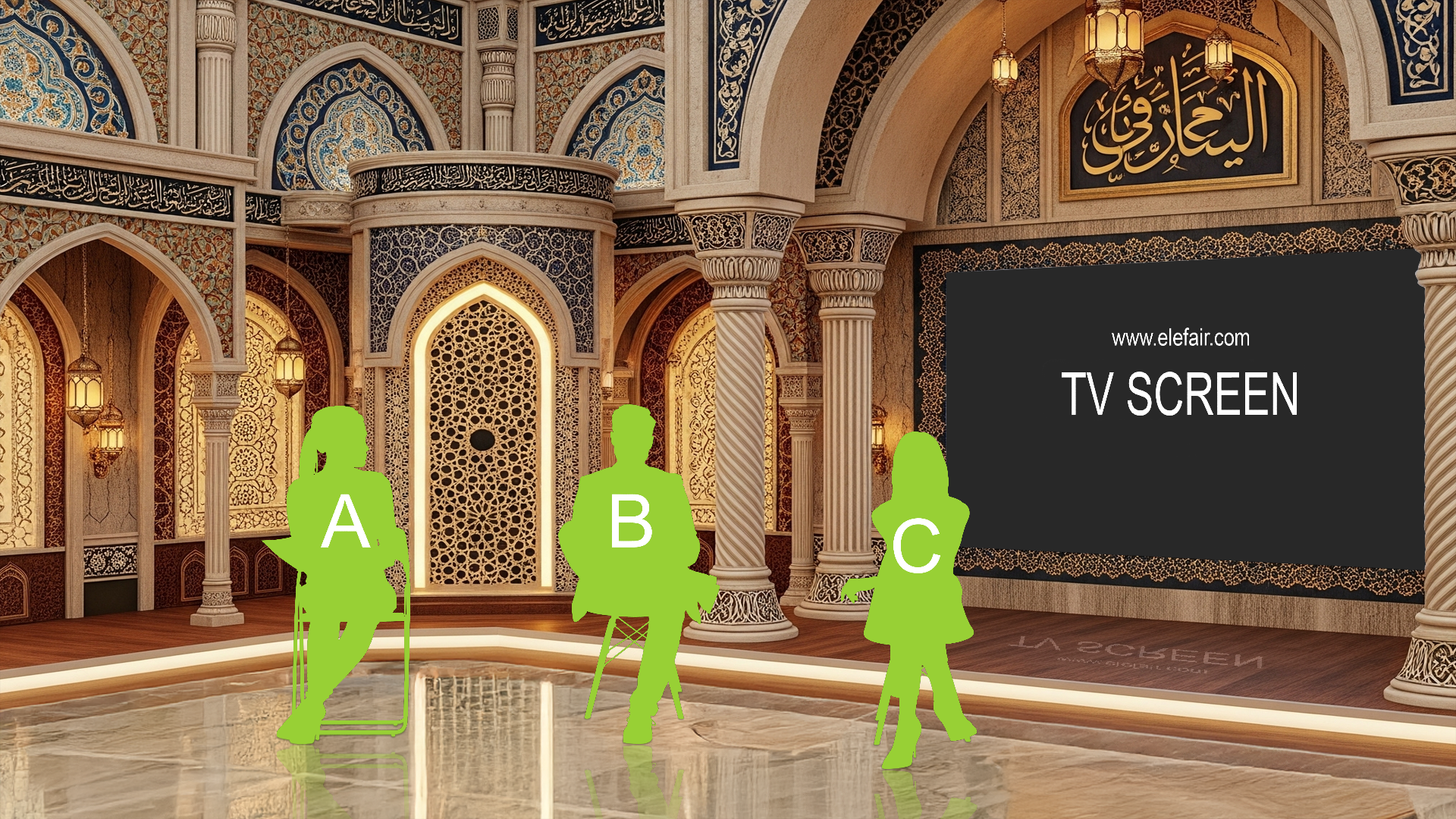 Professional virtual studio set for vMix talk show and news broadcast with customizable design and green screen optimization