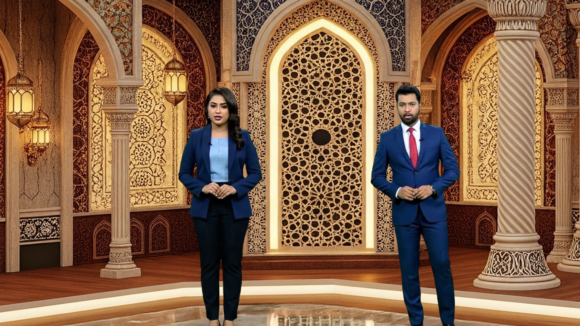 Professional Virtual Studio Set for vMix talk shows and news broadcasts with customizable green screen backgrounds