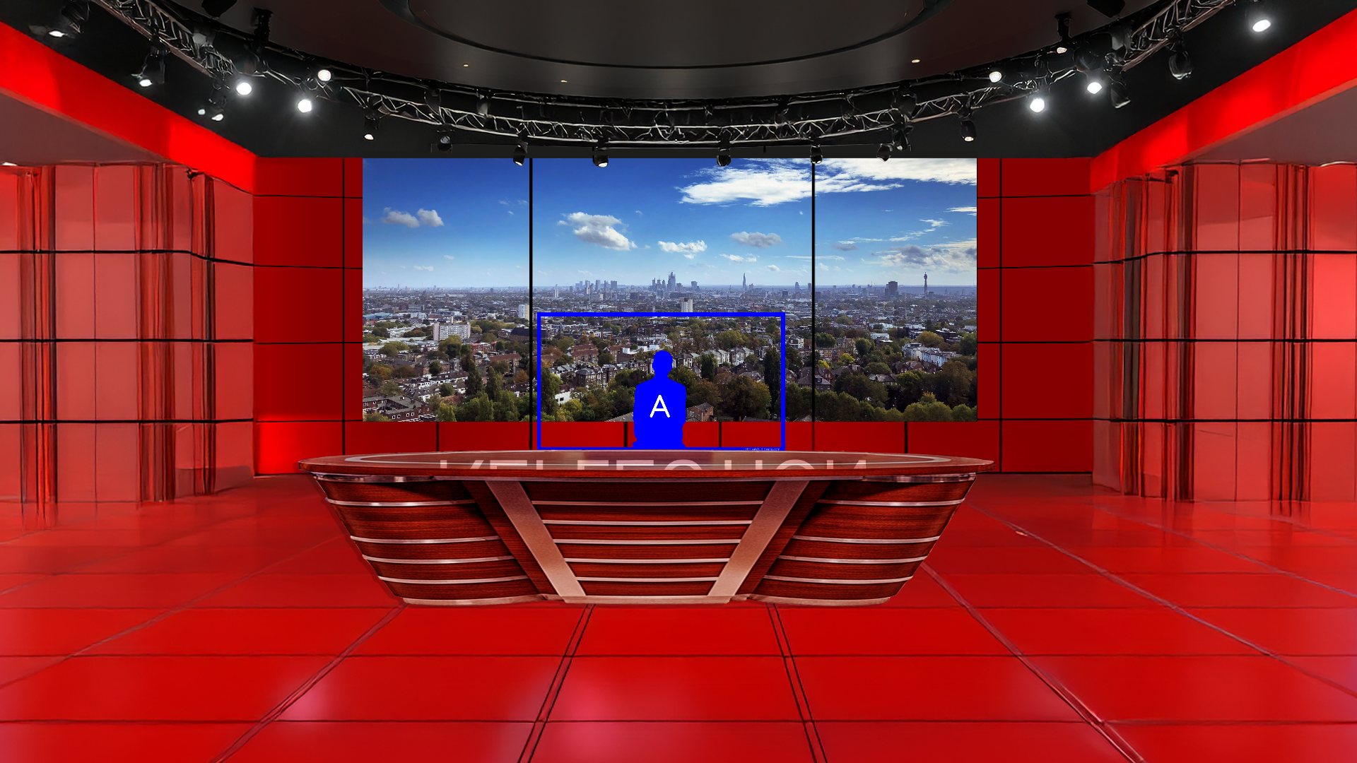 Professional customizable virtual studio set for vMix talk shows and news broadcasts optimized for green screen use