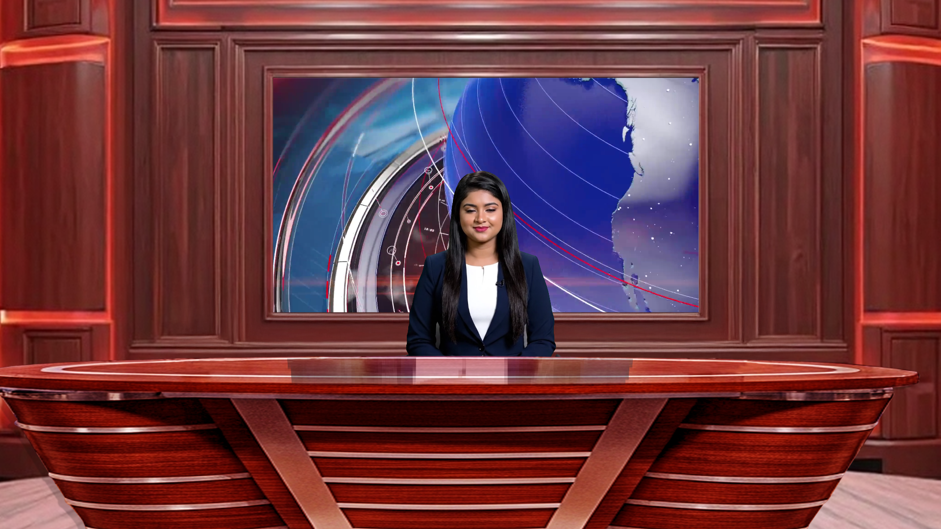 Professional Virtual Studio Set for vMix talk show and news broadcasts with customizable green screen backgrounds and multiple camera angles