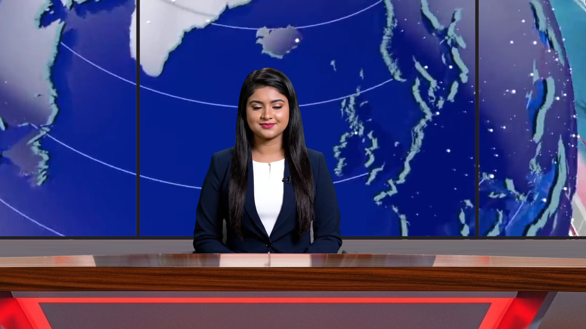 Digital design of a professional virtual studio set by Elefair for vMix, talk shows, and news broadcasts.