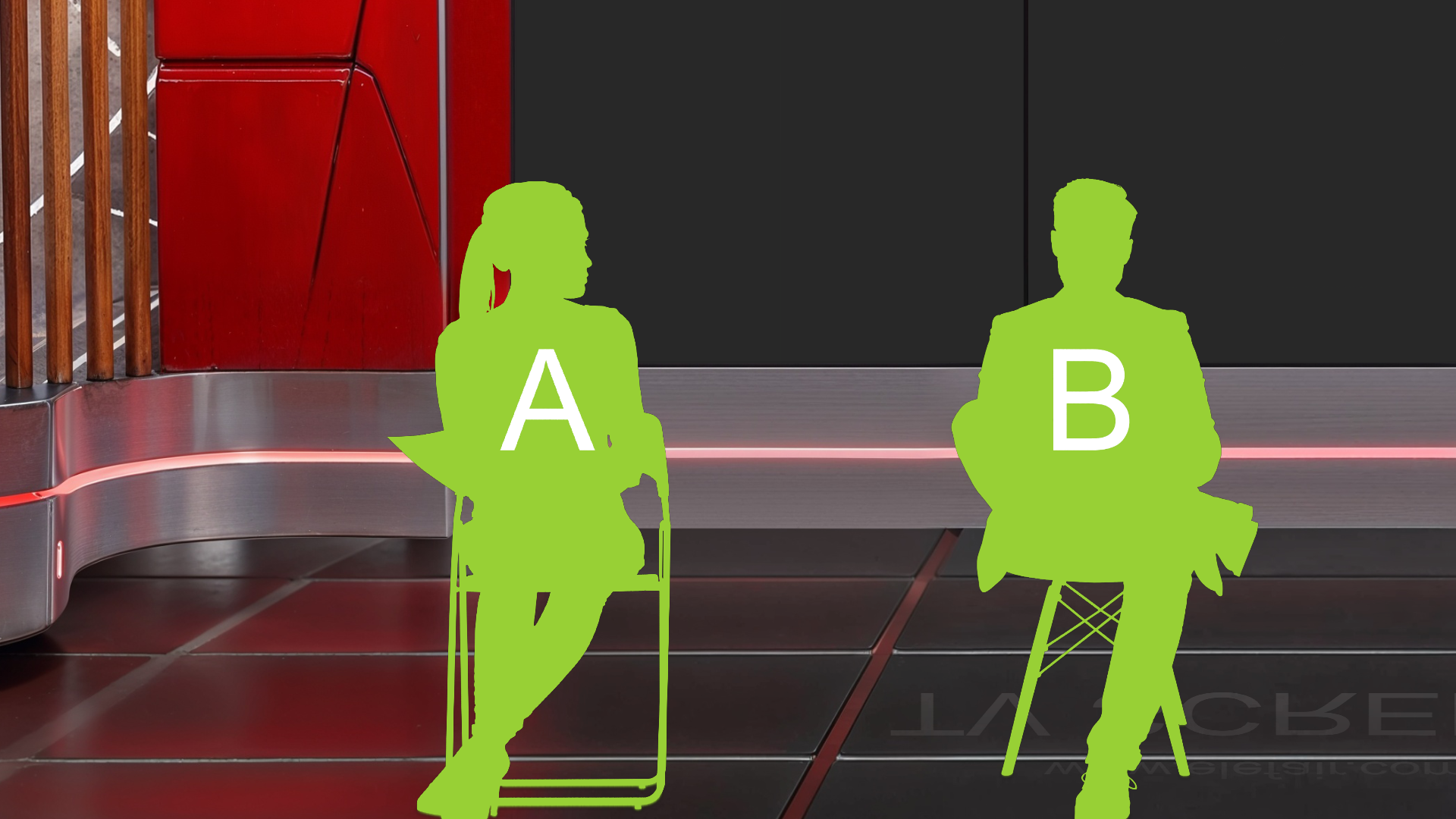 Digital design of a professional virtual studio set for vMix, Talk Show, and News by elefair with modern studio background.