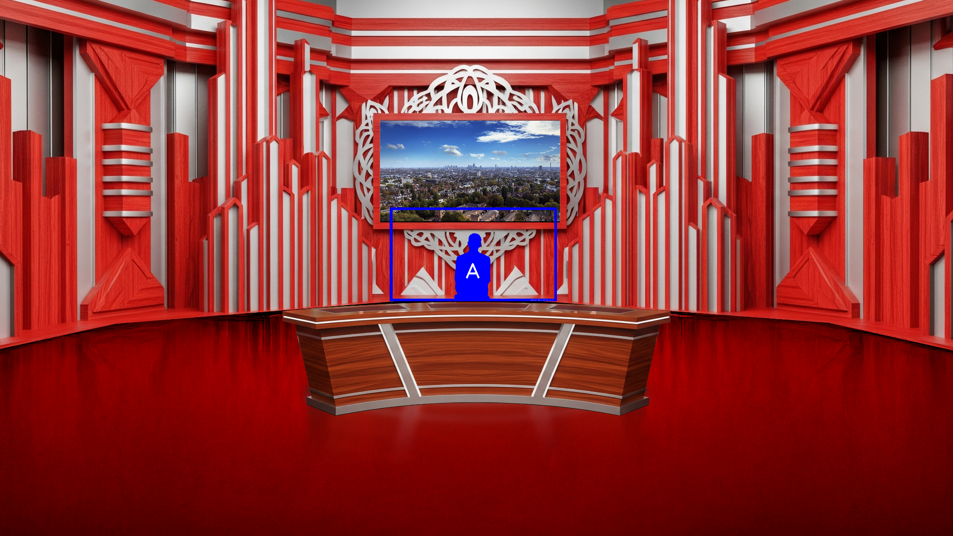 Digital design of the elefair professional virtual studio set for vMix, talk shows, and news broadcasts.