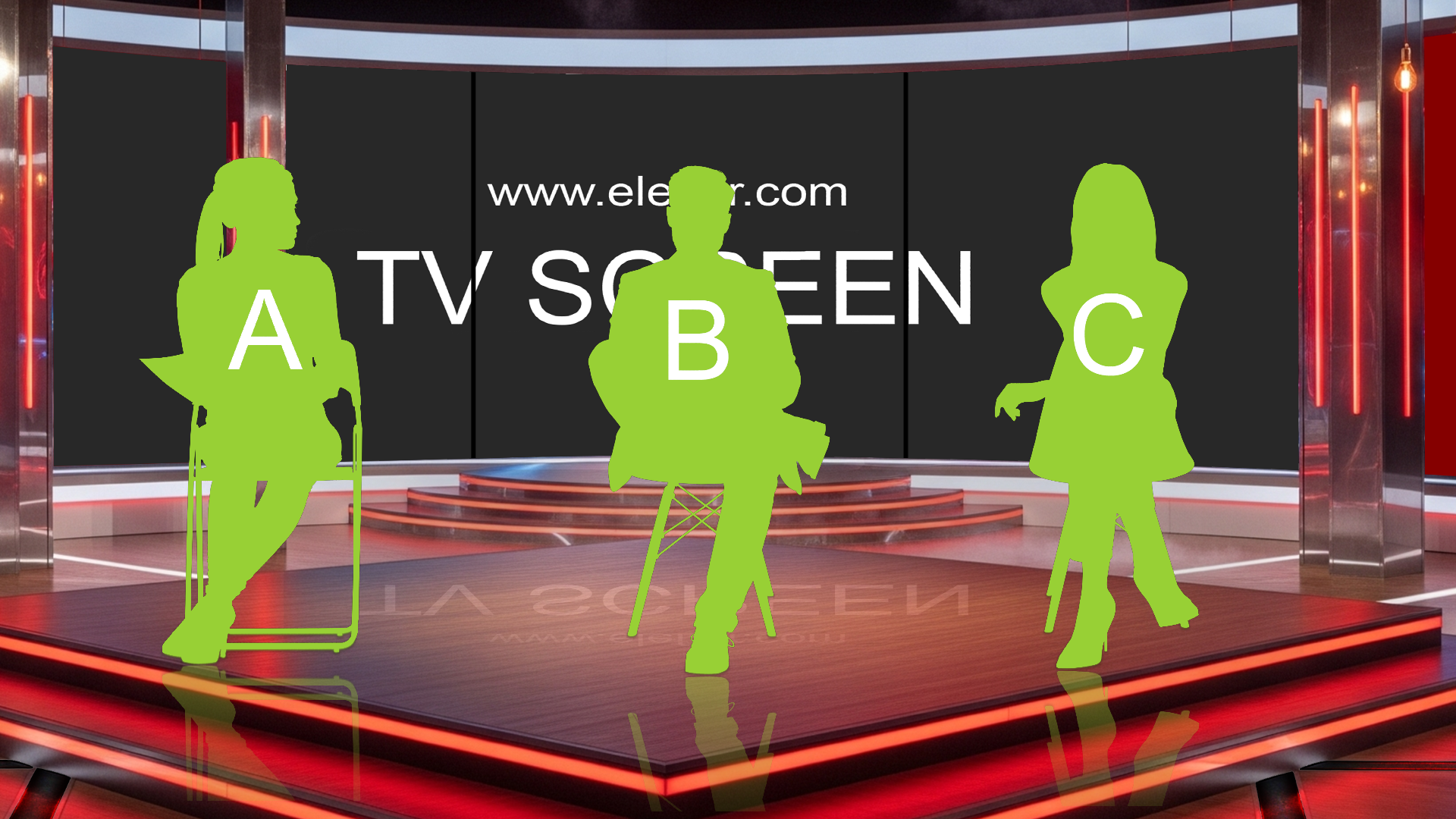 Digital design of a professional virtual studio set for vMix, talk show, and news production by elefair.