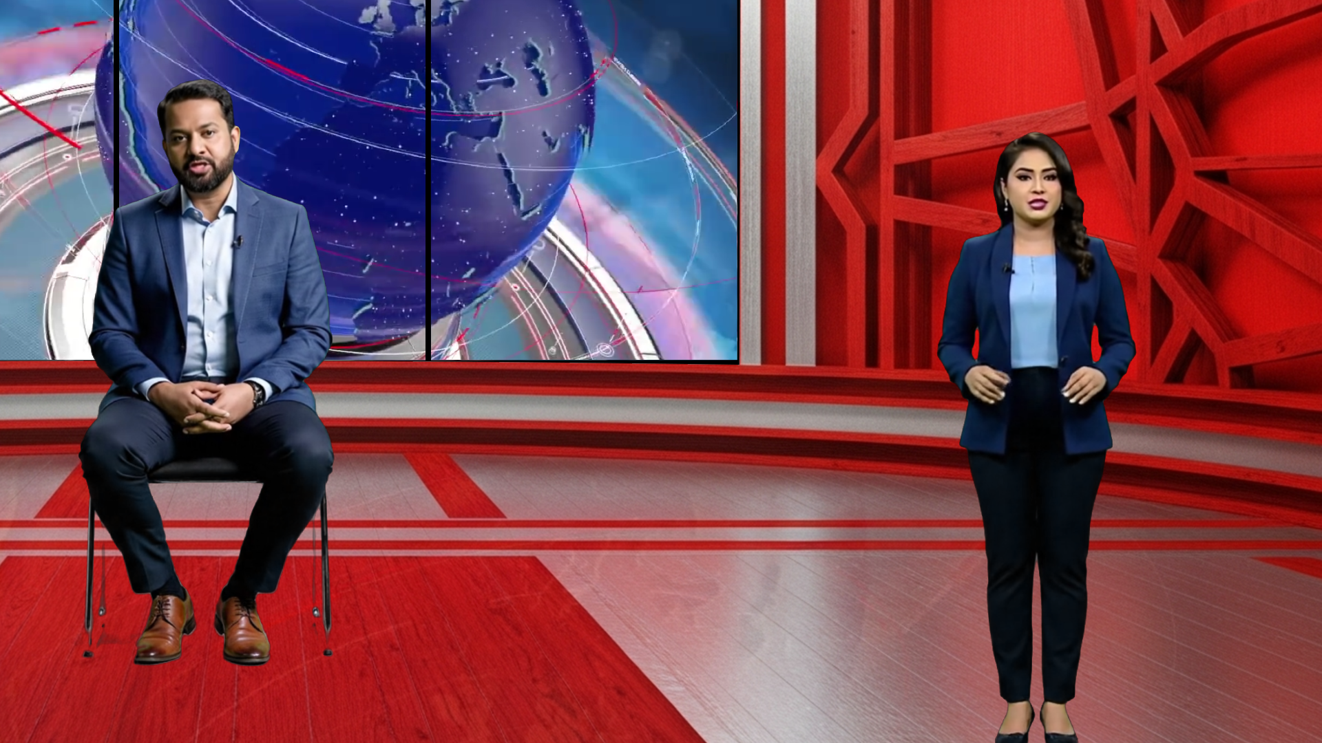 Elefair professional virtual studio set for vMix, talk show, and news production, featuring digital design elements.