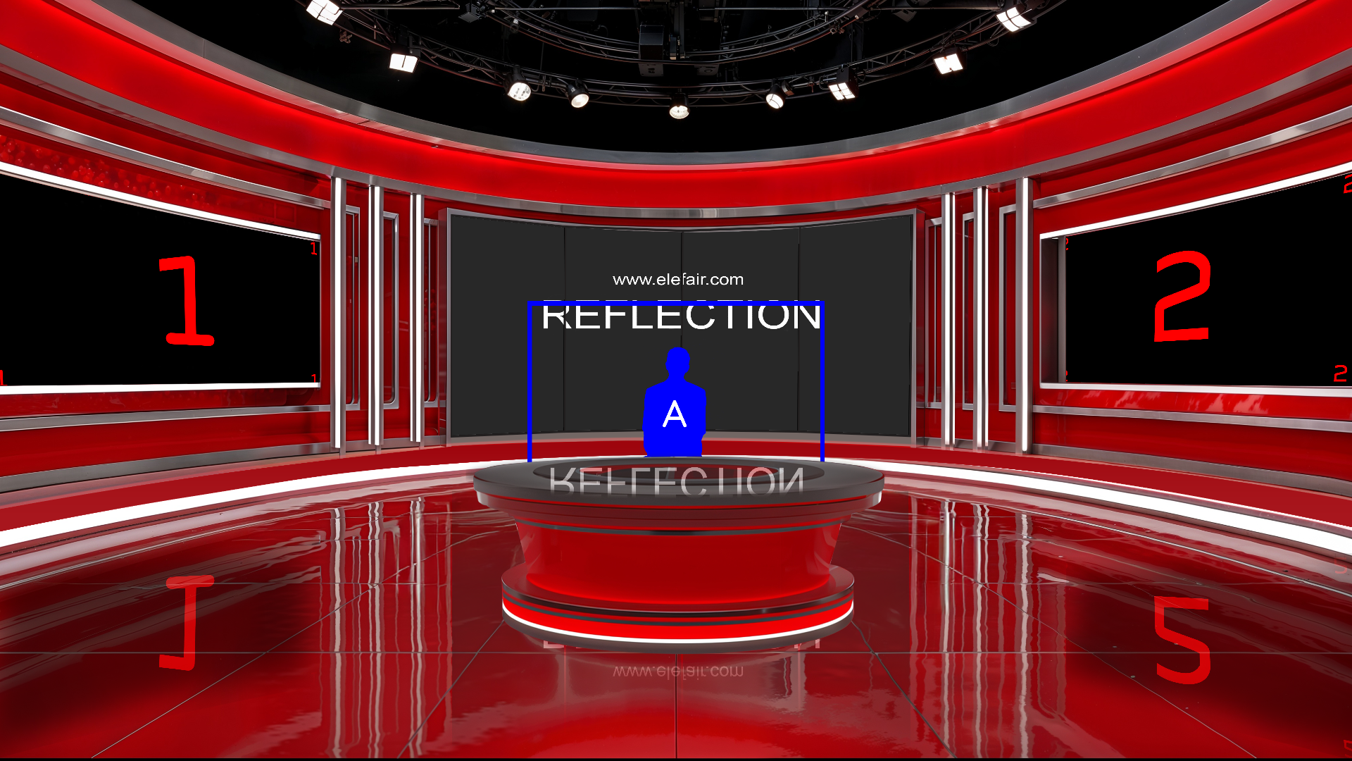 Digital design of a professional virtual studio set for vMix, talk shows, and news, by elefair.