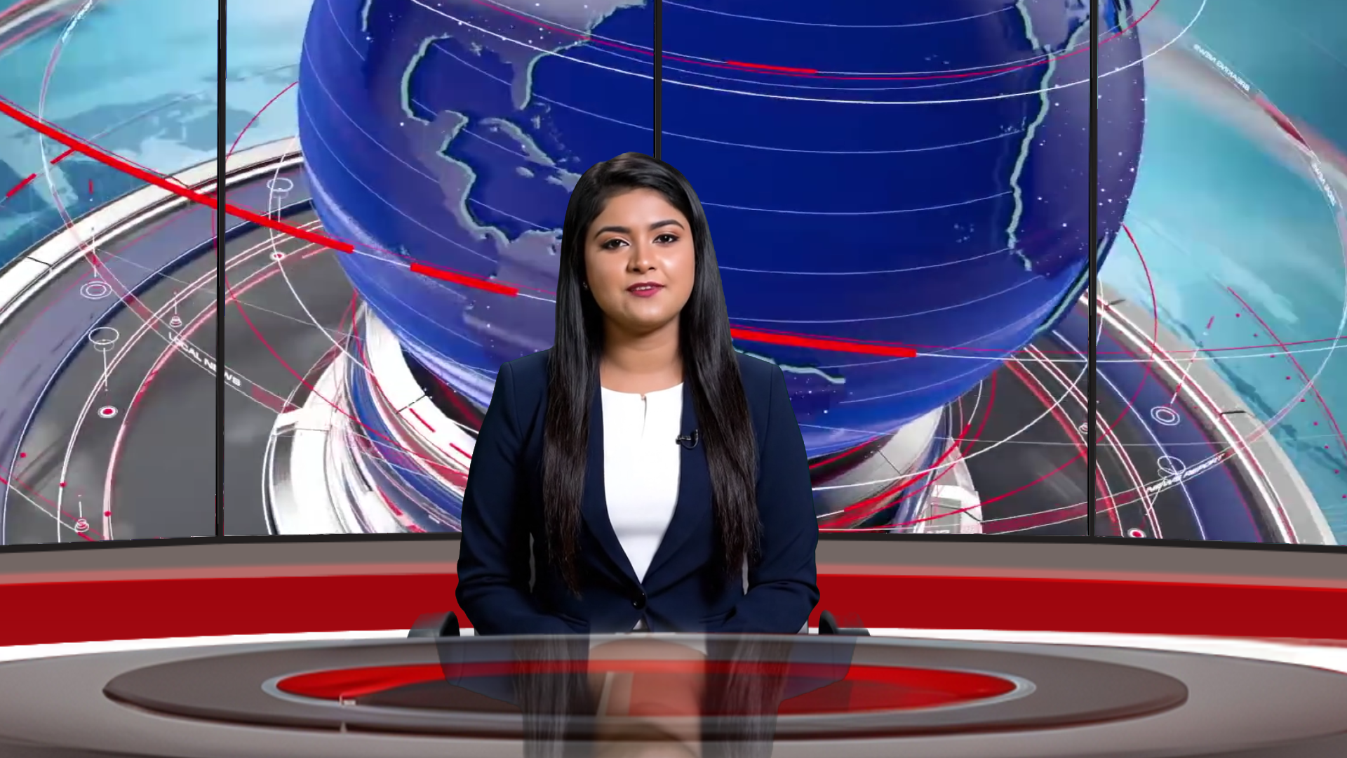 Digital design of elefair's professional virtual studio set for vMix, ideal for talk shows and news productions.