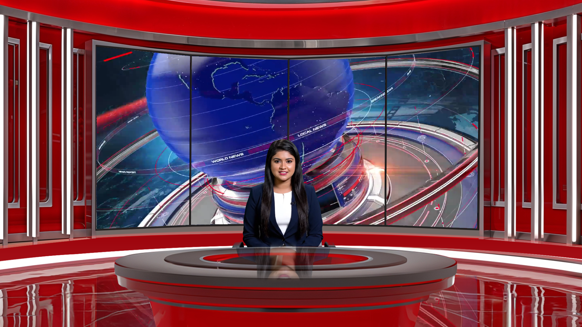 Digital design of professional virtual studio set by elefair for vMix, talk show, and news broadcast setup.