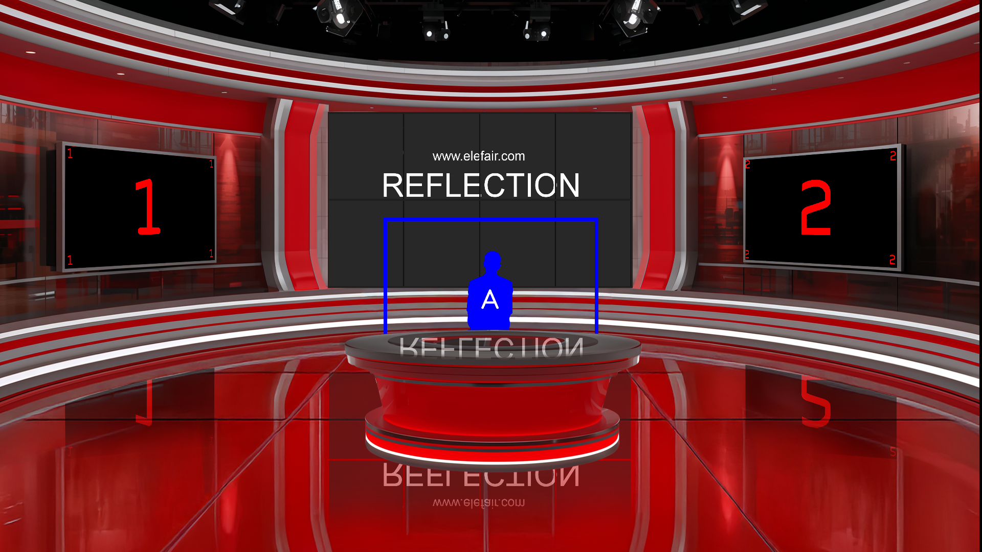 Digital design of a professional virtual studio set for vMix, talk shows, and news, by elefair.