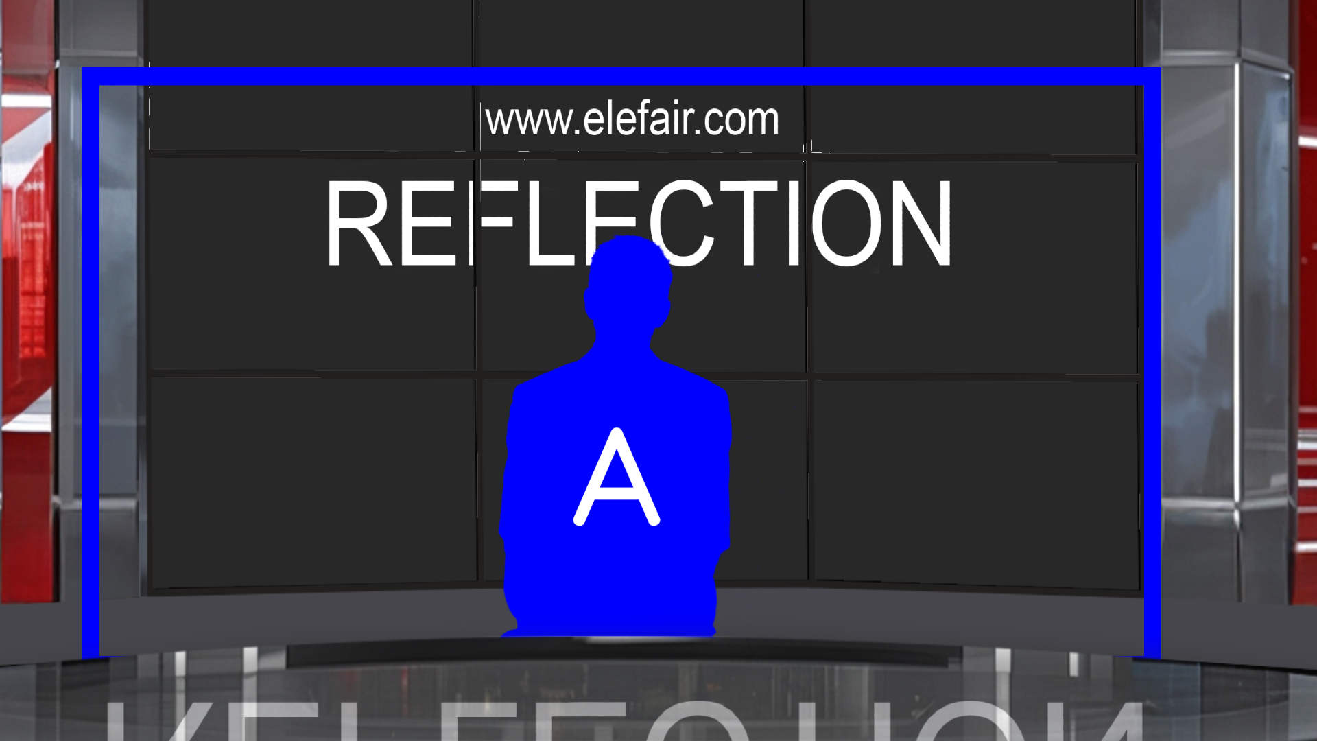 Digital design of a professional virtual studio set by elefair for vMix, ideal for talk shows and news broadcasts.