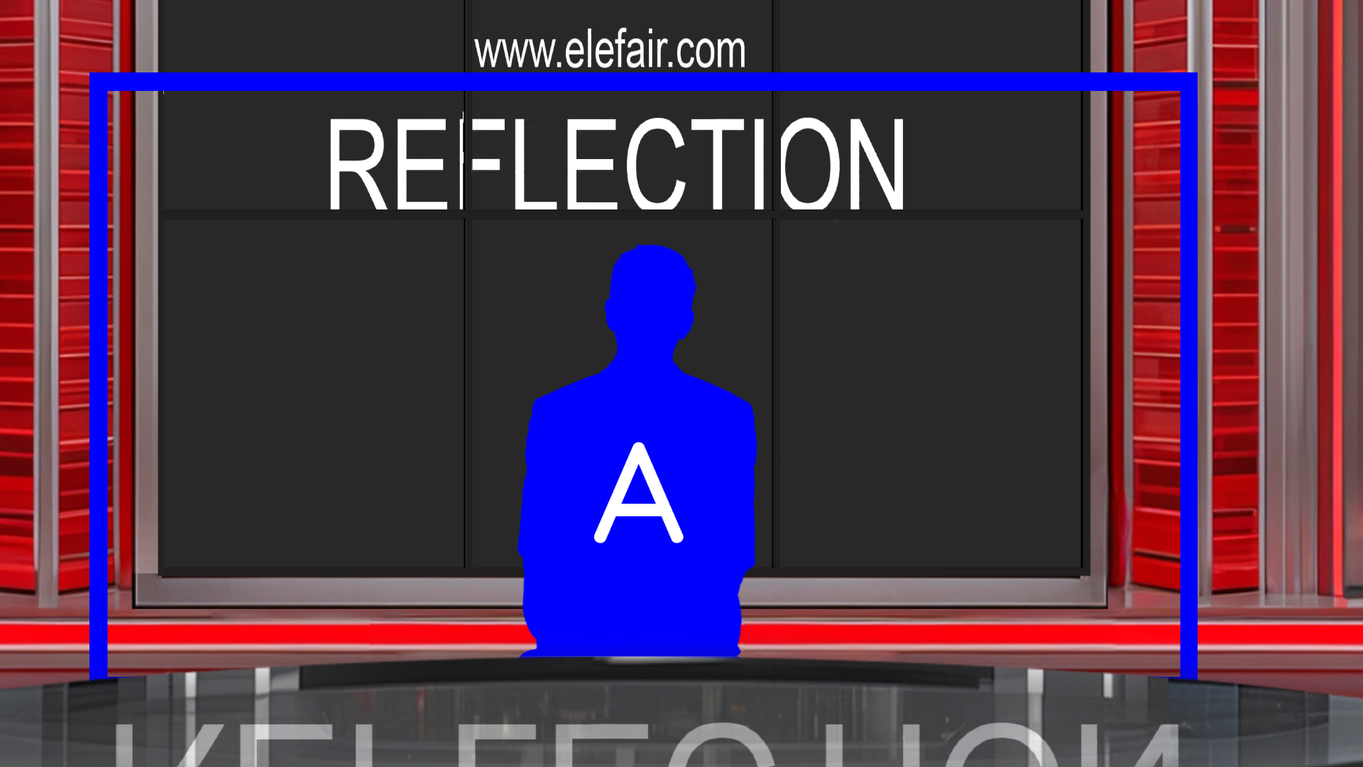 Digital design of elefair's professional virtual studio set for vMix, talk shows, and news broadcasts.