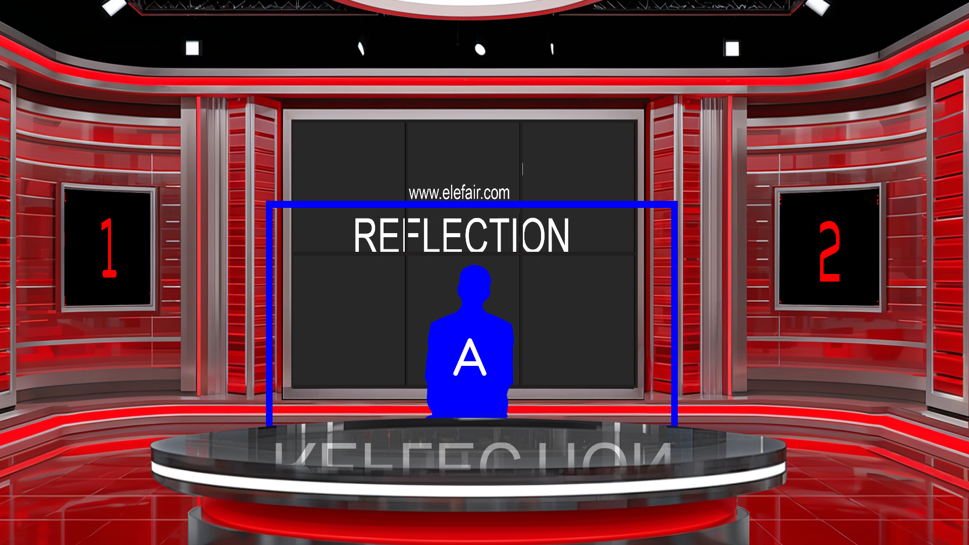Professional virtual studio set for vMix, talk show, and news production by elefair, featuring digital design and realistic studio visuals.