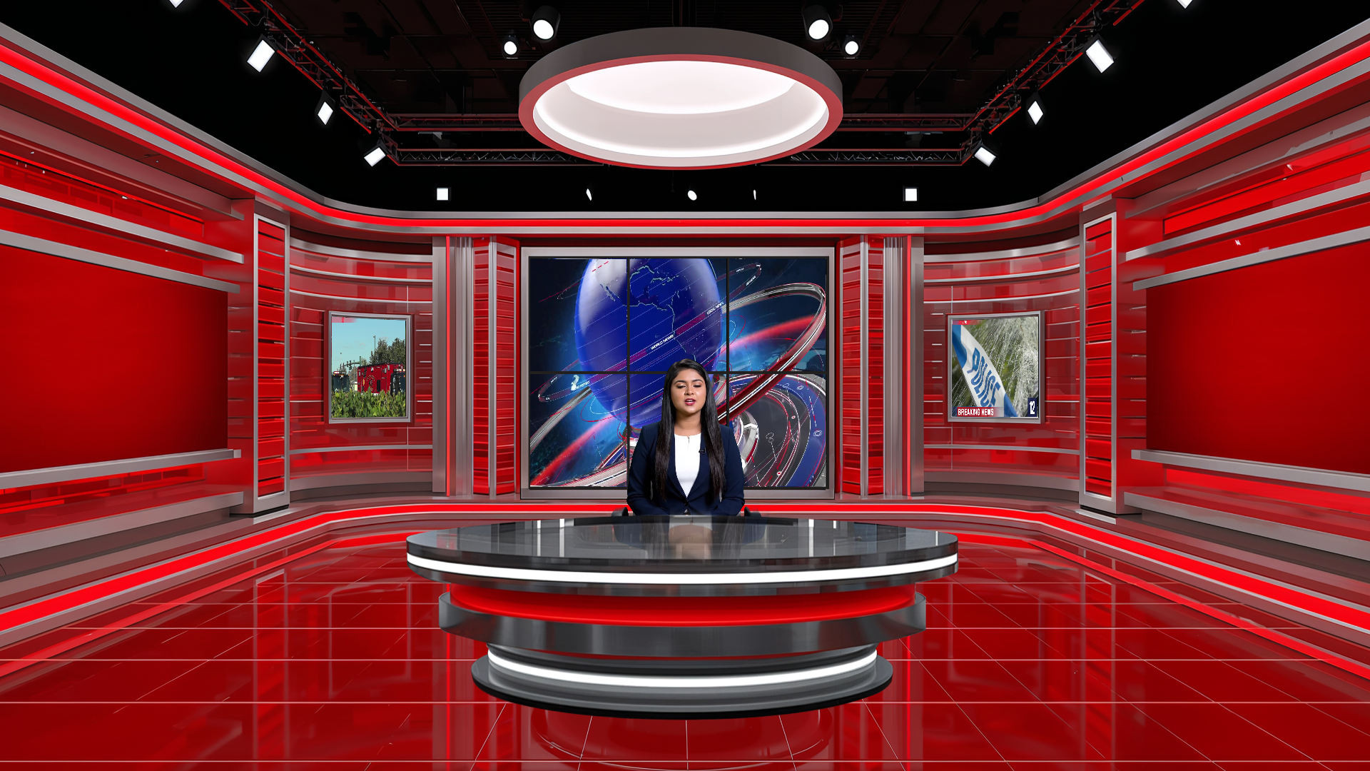 Digital virtual studio set for vMix, talk show, and news by elefair, featuring professional virtual background and studio design.