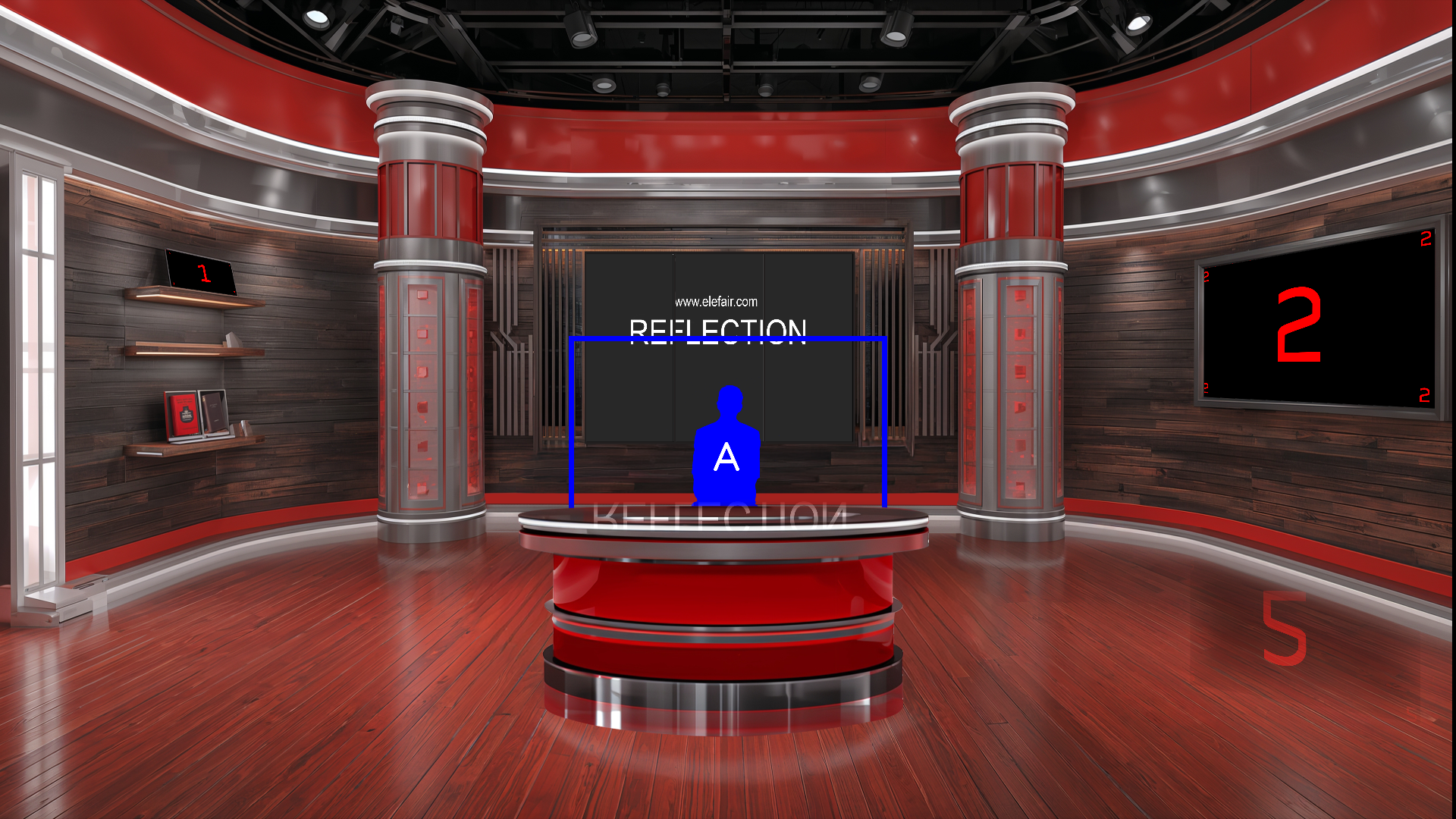 Digital virtual studio set for vMix, talk show, and news production by elefair, featuring professional virtual studio design.