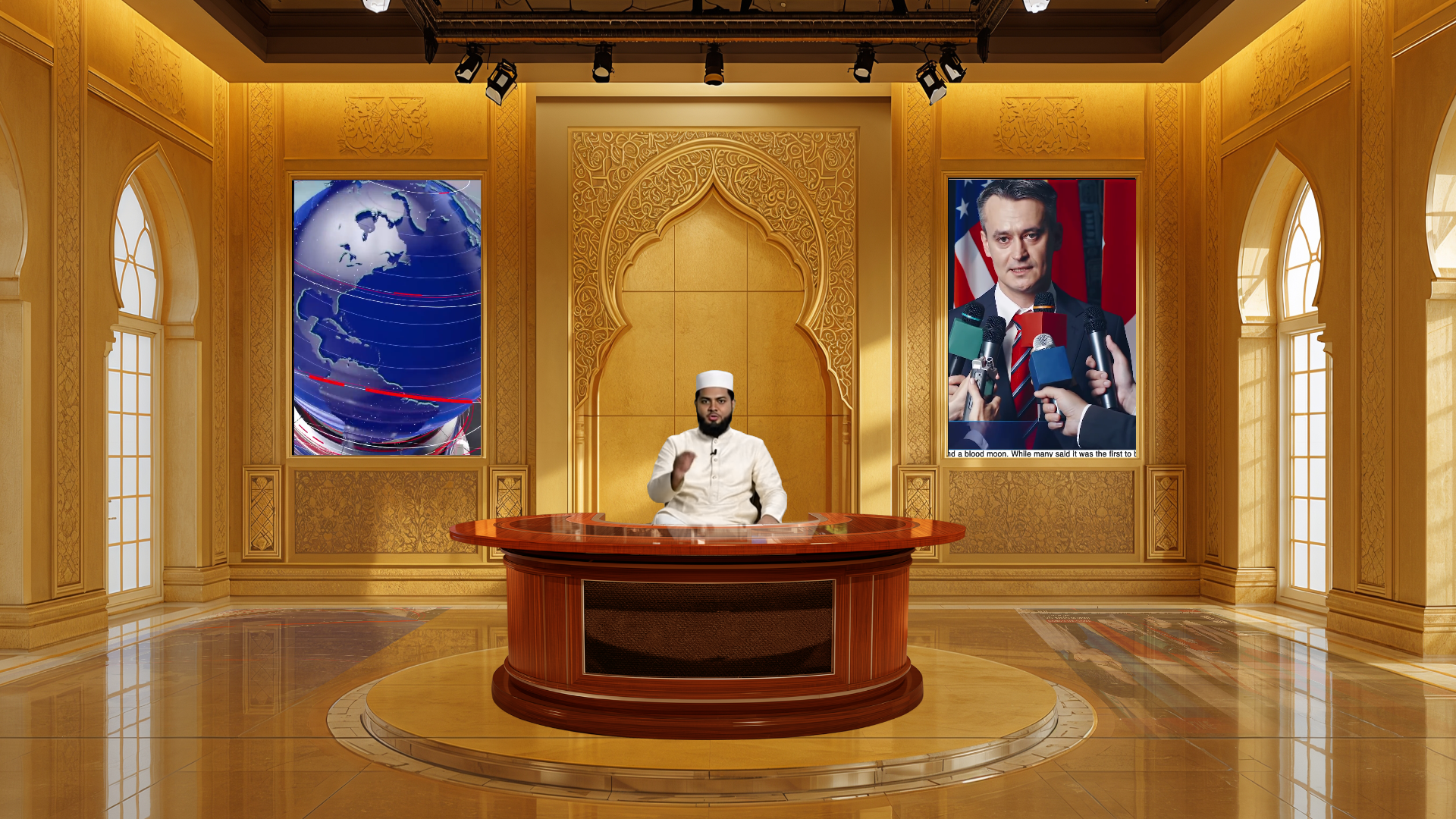 Professional Virtual Studio Set for vMix talk shows and news with customizable green screen backgrounds and multiple camera angles