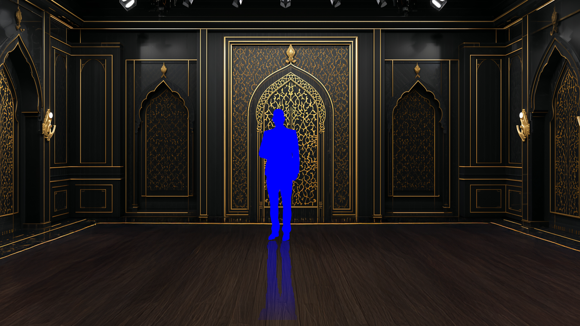Digital design of a professional virtual studio set for vMix, talk shows, and news by elefair with modern virtual backgrounds.