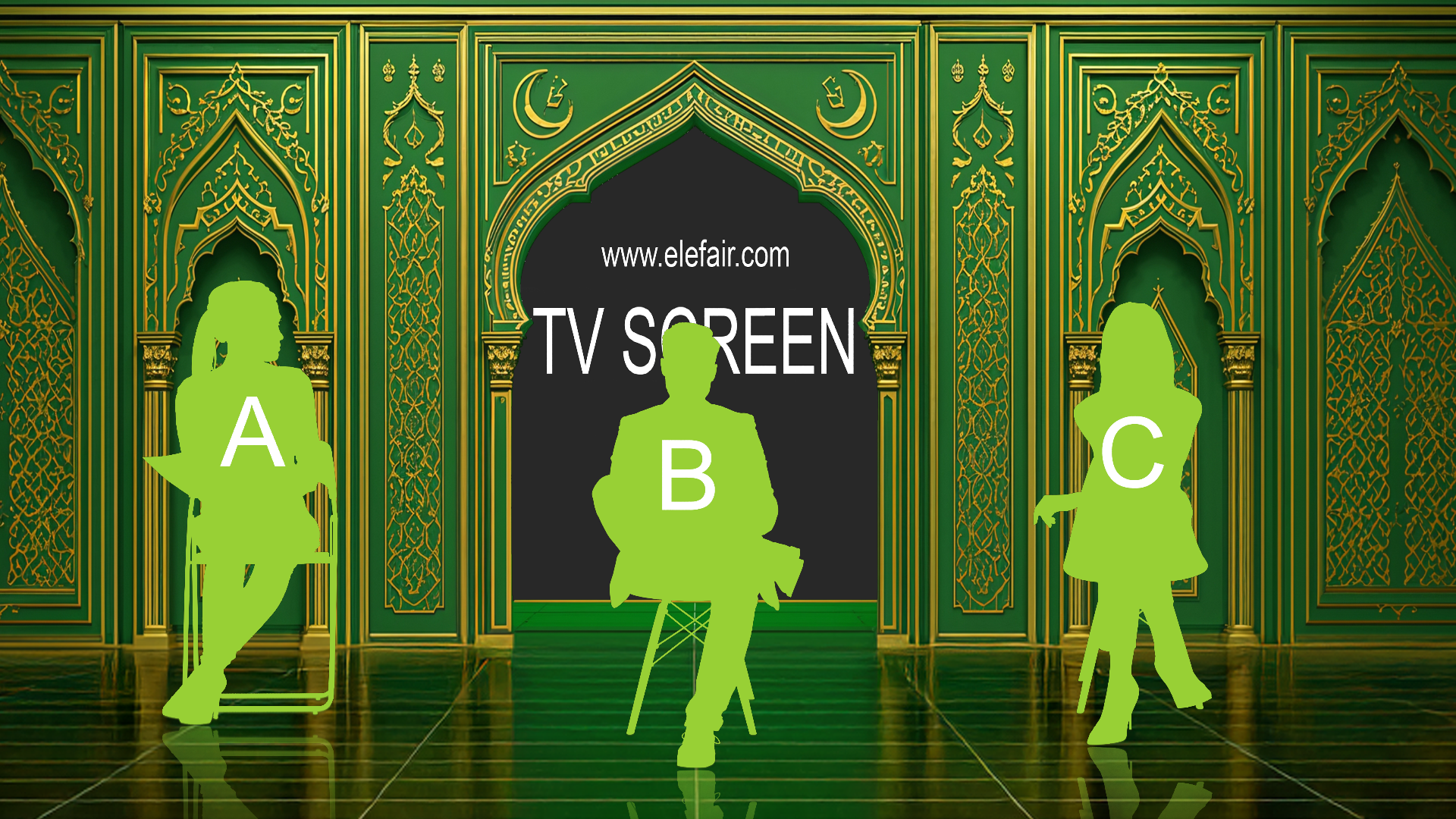 Professional Virtual Studio Set for vMix talk shows and news broadcasts with customizable green screen backgrounds and multiple camera angles