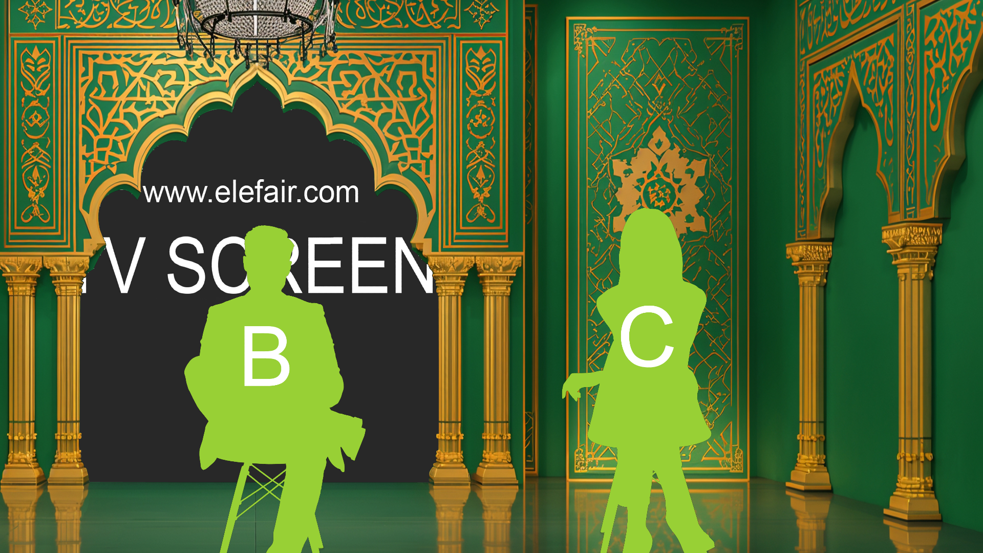 Professional virtual studio set for vMix talk shows and news broadcasts with customizable green screen backgrounds