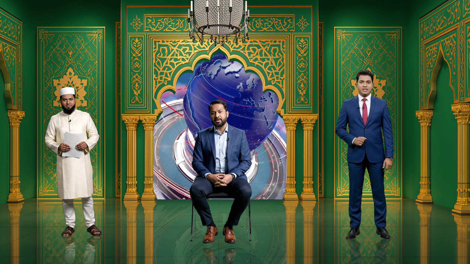 Professional Virtual Studio Set for vMix talk shows and news broadcasts with customizable green screen backgrounds