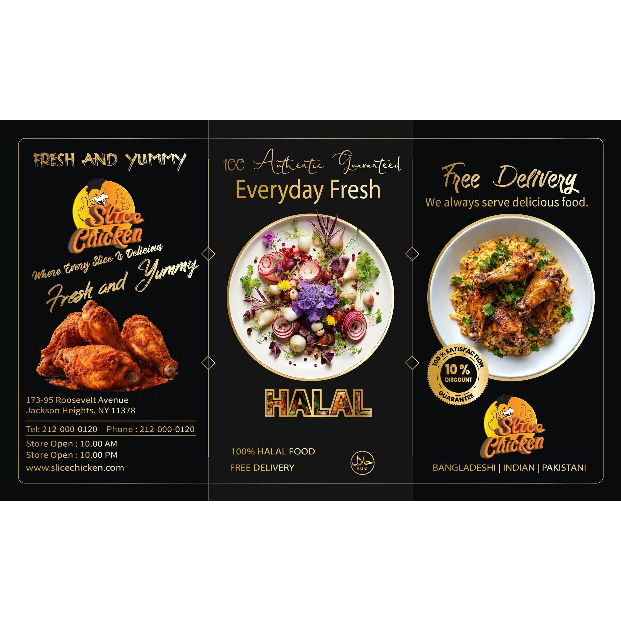 Professional restaurant menu, flyer, and business card template, printable and editable design