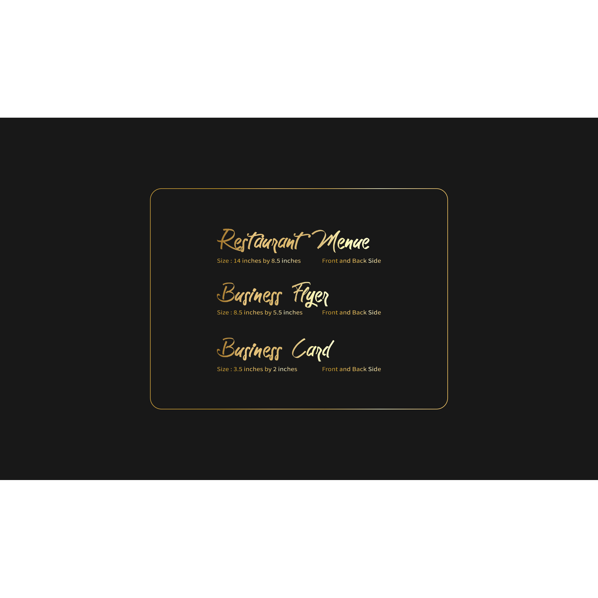 Digital design of a restaurant menu, flyer, and business card by elefair, featuring modern layout and branding elements.