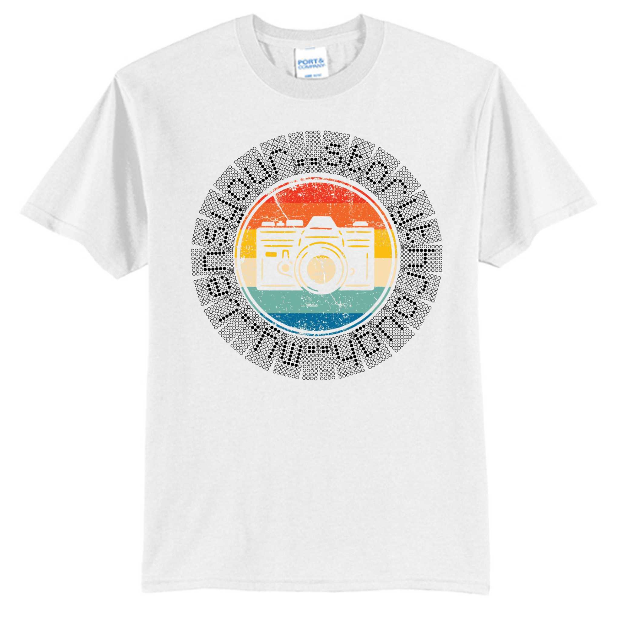 Port & Company PC55T Photography T-Shirt with camera graphic and recycled polyester blend