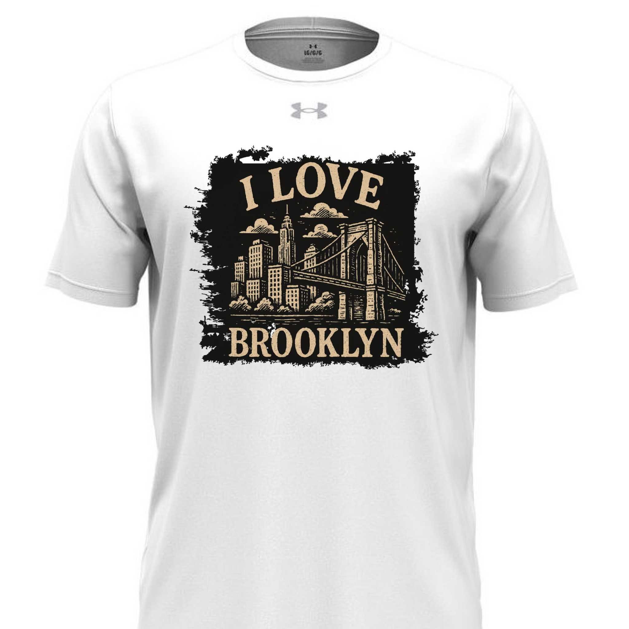 Under Armour 1376842 Men's Team Tech T-Shirt with I Love Brooklyn NYC graphic, quick-dry, anti-odor polyester