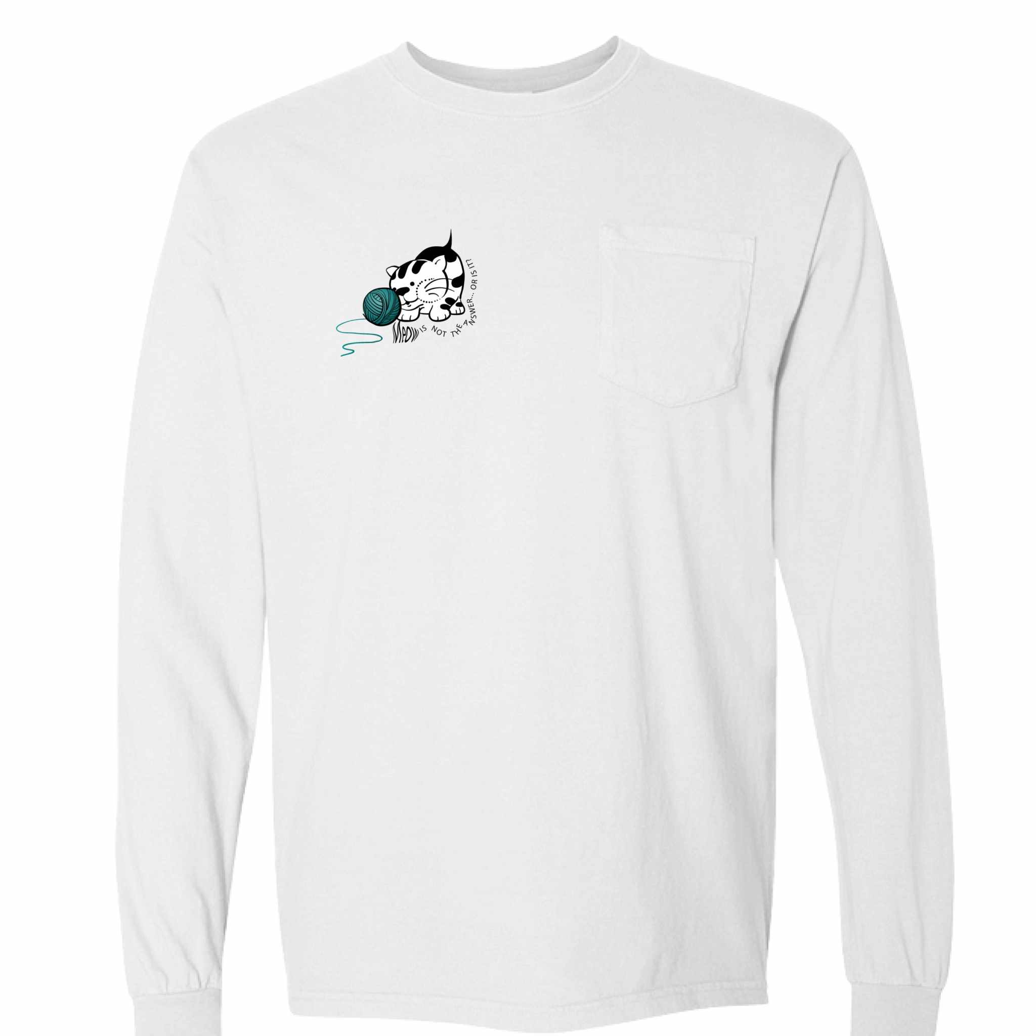 Comfort Colors C4410 long-sleeve pocket t-shirt with funny cat lover design