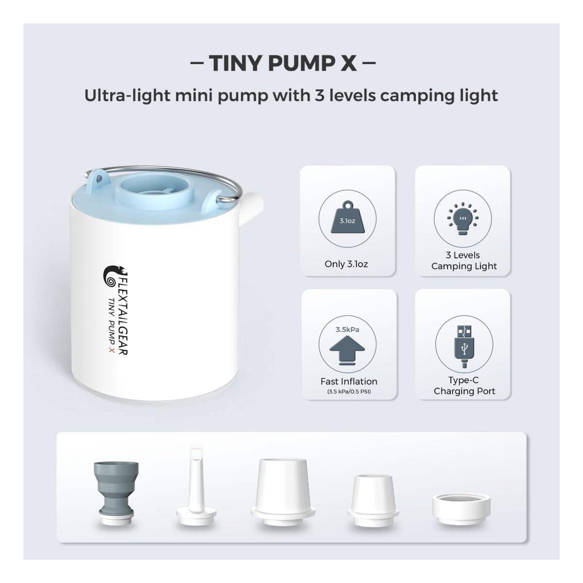 FLEXTAILGEAR Tiny Pump X Portable Air Pump+ Campin - View 3