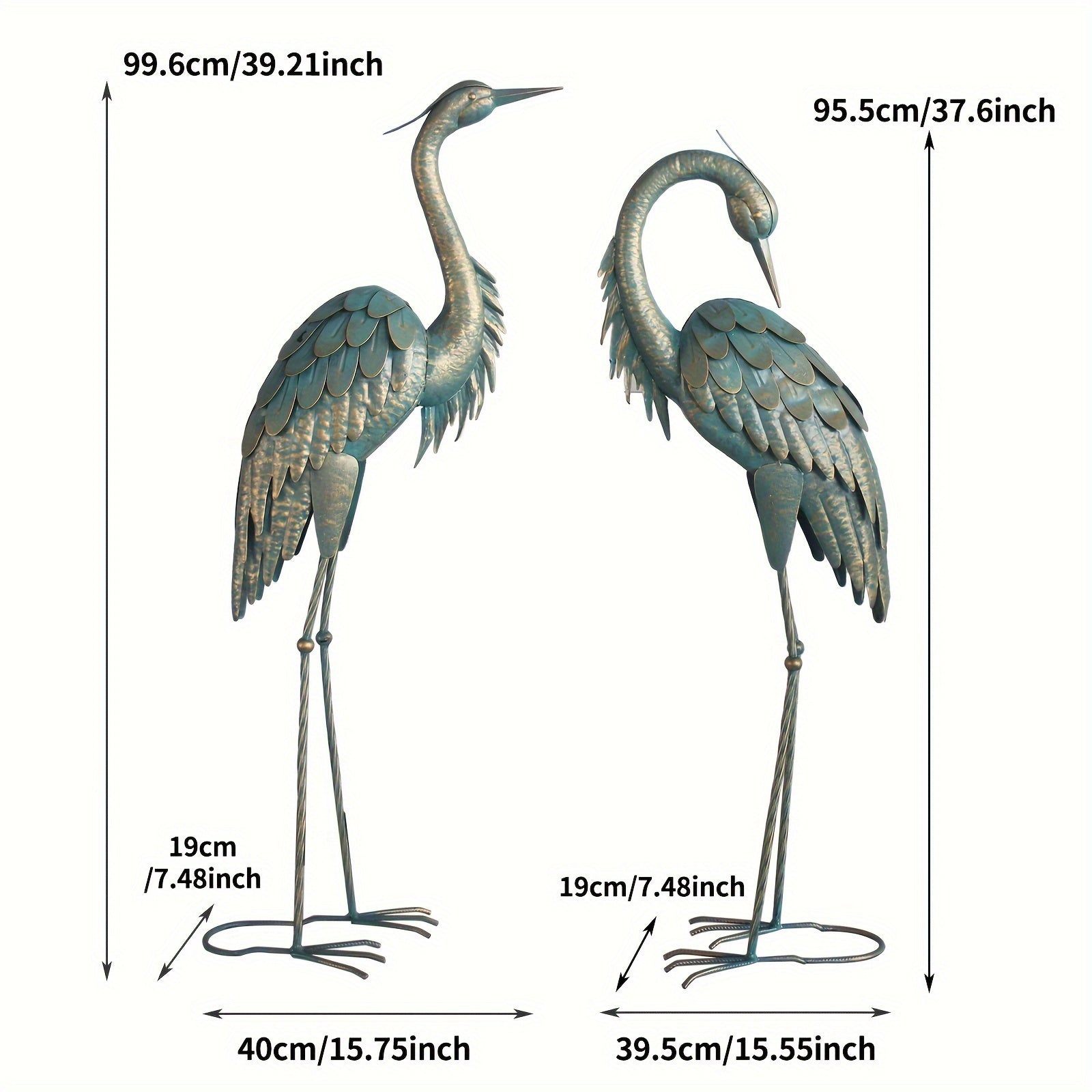 Set of 2 Temu metal crane statues, bird sculptures for yard decor, featuring elegant heron designs for garden decoration.
