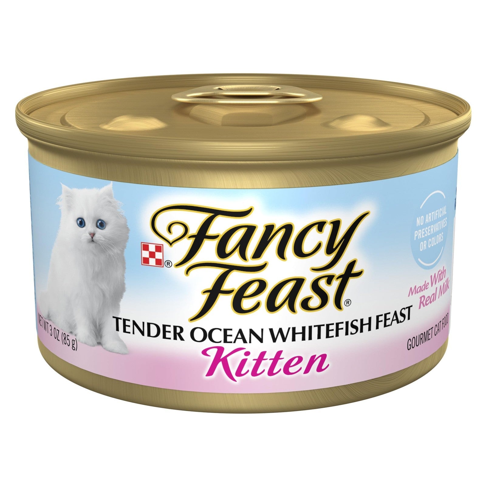 Purina Fancy Feast Tender Ocean Whitefish Feast wet kitten food 24-pack cans
