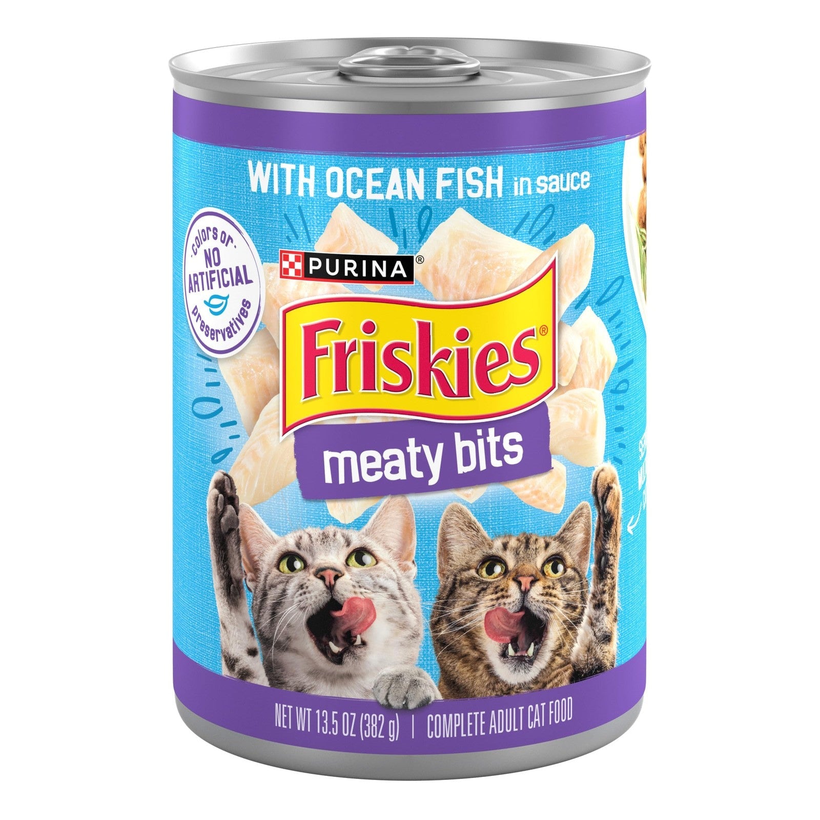 Purina Friskies Meaty Bits Ocean Fish Sauce wet cat food 13.5oz pack of 12 cans