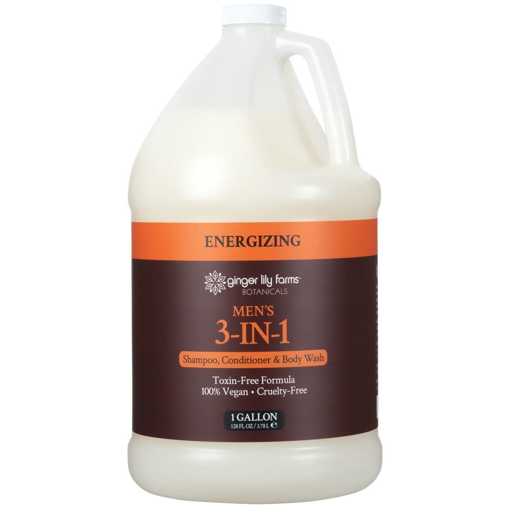 Ginger Lily Farms Men's 3-in-1 Shampoo Conditioner Body Wash 1 Gallon eco-friendly refill bottle