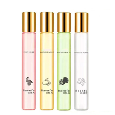 Grospe 4PCS Perfume Oil Roll-On Bottles for Women and Men 10ml Fresh Flower Fruit Fragrances