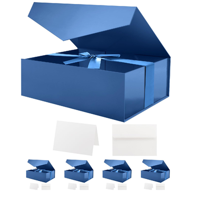 Set of five large blue HAPPY POTATO gift boxes with lids and ribbons, 11.5x8.1x3.8 inches, cardboard material