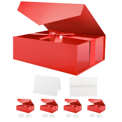HAPPY POTATO large red cardboard gift boxes with lids and ribbons, pack of 5, 11.5x8.1x3.8 inches